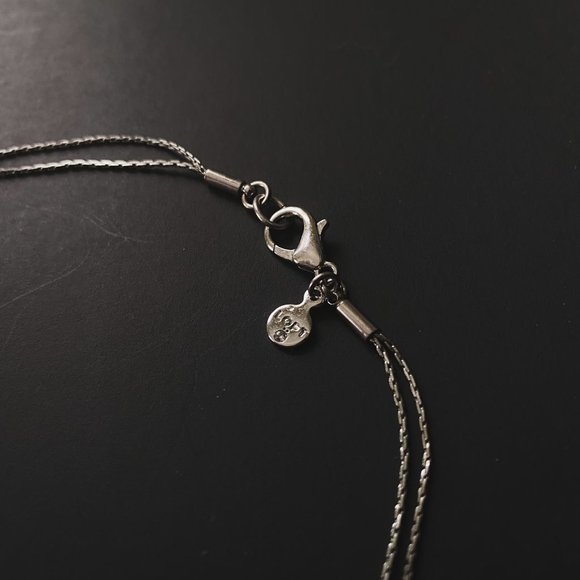 38" LOFT Pastel Pink Champagne Beaded Silver Chain Boho Double Strand Necklace - Picture 9 of 11